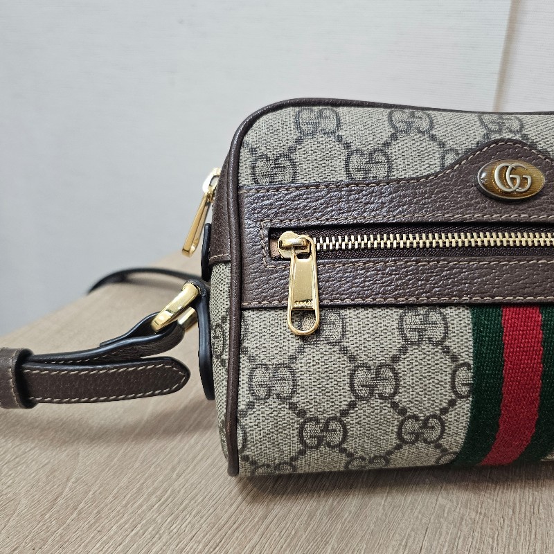 [ 經典小包出清❣️] Gucci 老花Ophidia綠紅綠拉鏈斜背相機包-3