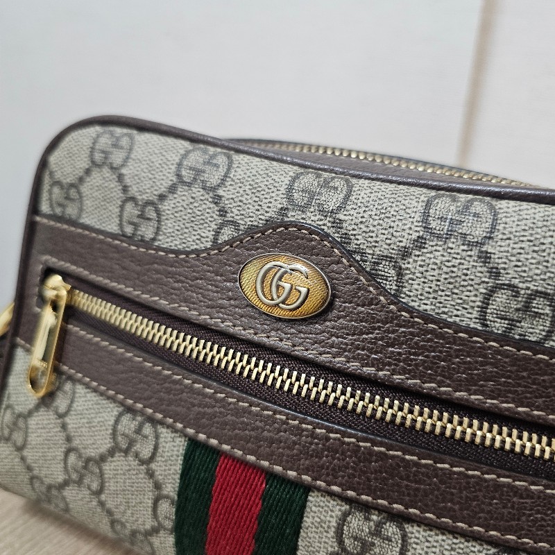 [ 經典小包出清❣️] Gucci 老花Ophidia綠紅綠拉鏈斜背相機包-4