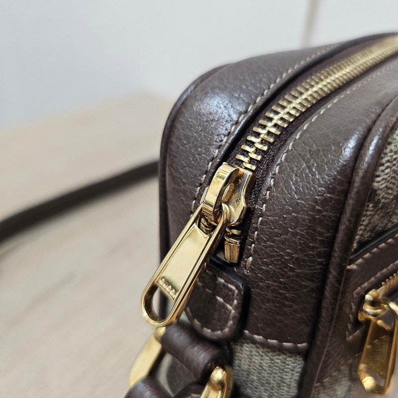 [ 經典小包出清❣️] Gucci 老花Ophidia綠紅綠拉鏈斜背相機包-9