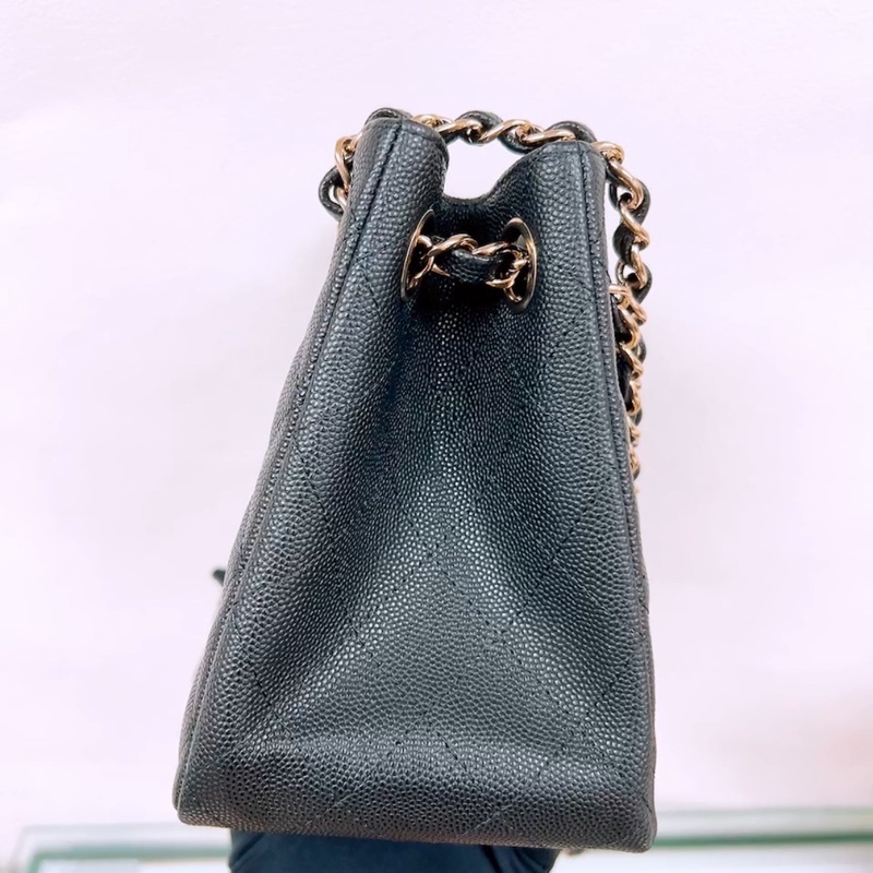 近新 Chanel tote 黑金牛皮 迷你托特包/鏈條包-6