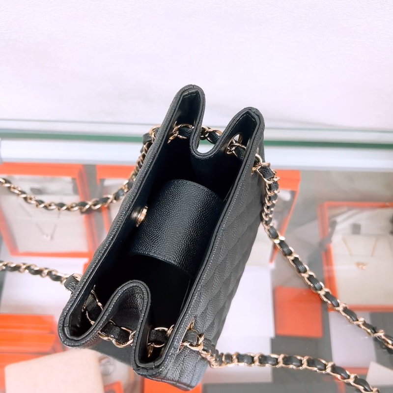 近新 Chanel tote 黑金牛皮 迷你托特包/鏈條包-12