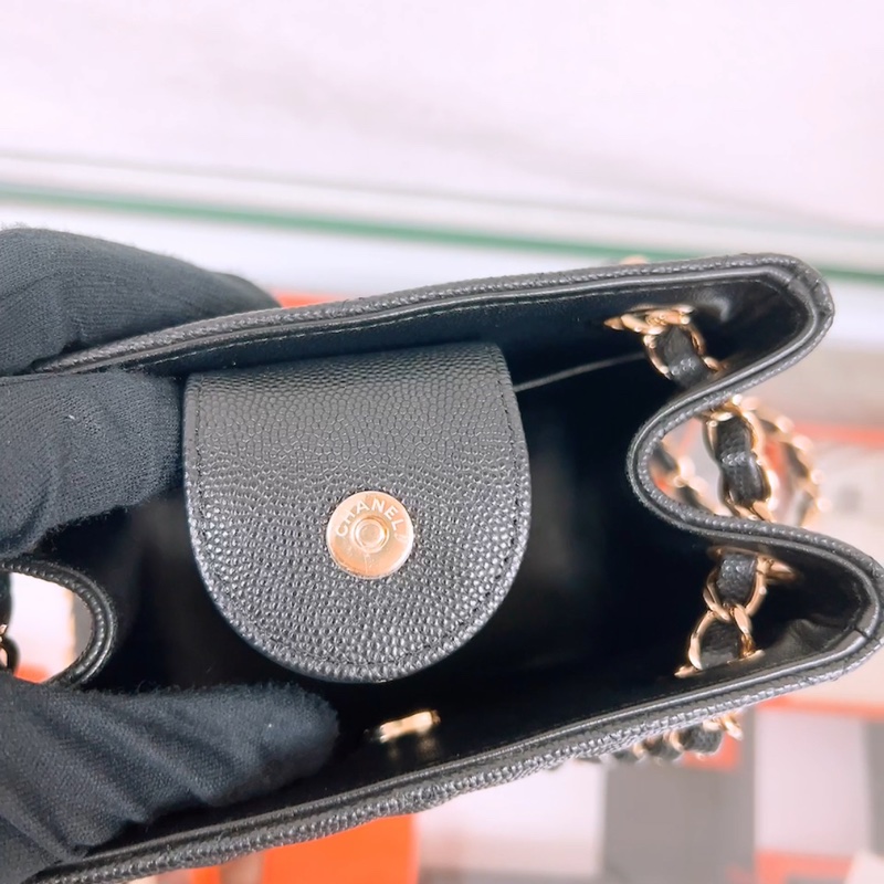 近新 Chanel tote 黑金牛皮 迷你托特包/鏈條包-13