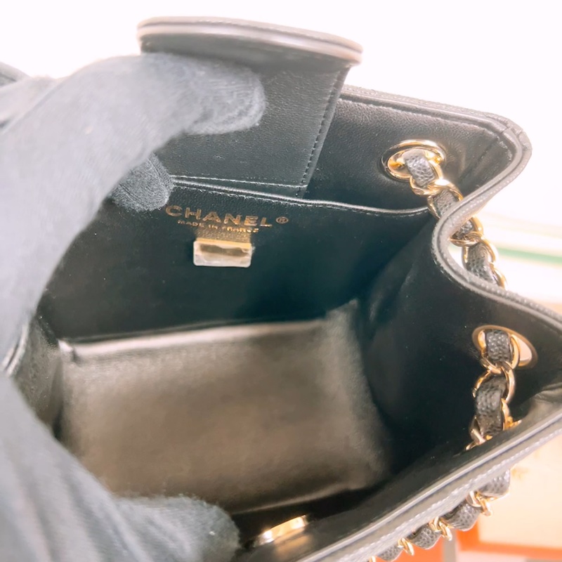 近新 Chanel tote 黑金牛皮 迷你托特包/鏈條包-14