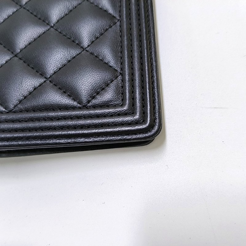 CHANEL LEBOY 黑色羊皮菱格纹錢包 銀包 長夾 金色五金-8
