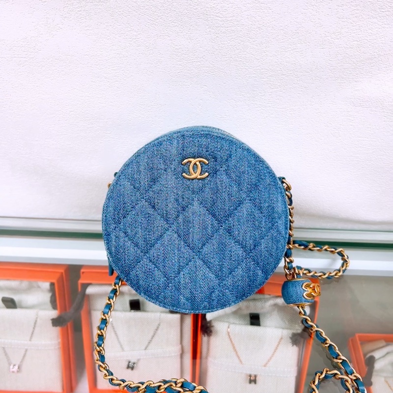 近新 Chanel 金球牛仔丹寧小圓餅-0