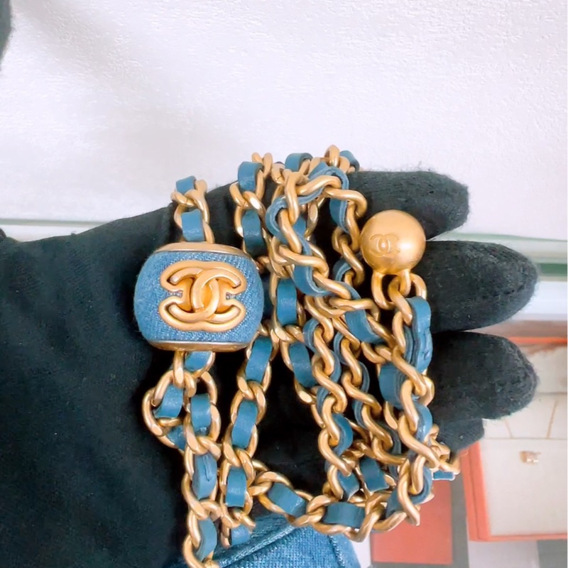近新 Chanel 金球牛仔丹寧小圓餅-10