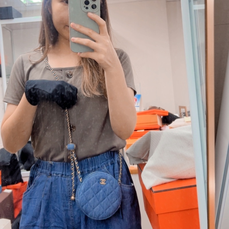 近新 Chanel 金球牛仔丹寧小圓餅-11