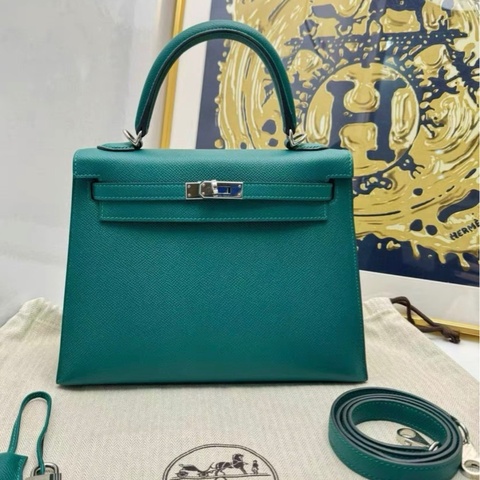 Hermès kelly25 Z6孔雀綠  銀扣 A刻 綠中之王 絕版復出色