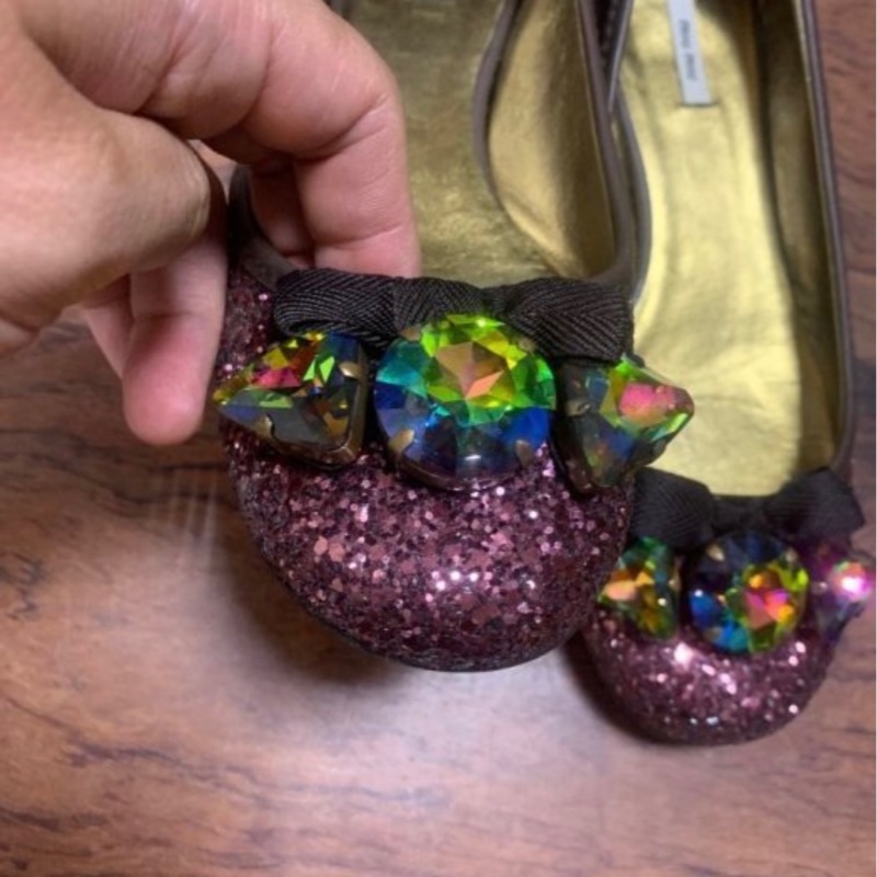 Miu Miu 亮片 娃娃鞋 義大利製 35-2