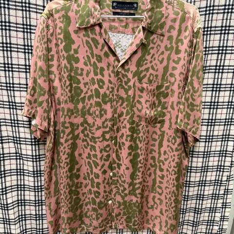 Allsaints 蛇紋 雙色 短袖 襯衫 M