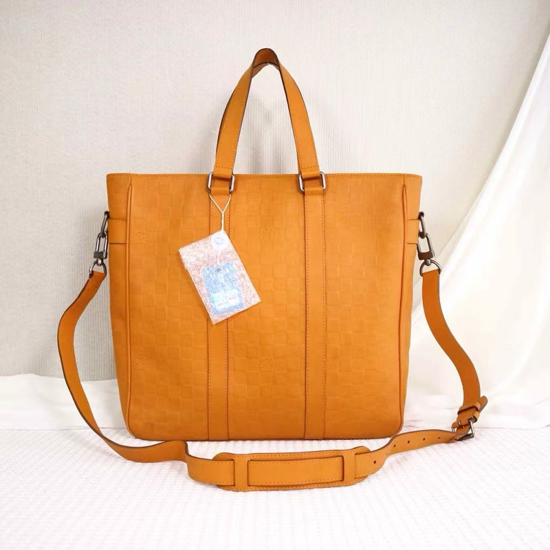 Louis Vuitton • Tadou 薑黃色棋盤格全皮公文包 附原廠肩帶-3