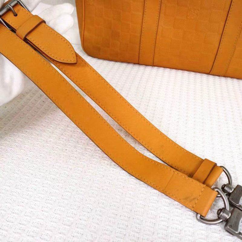 Louis Vuitton • Tadou 薑黃色棋盤格全皮公文包 附原廠肩帶-15