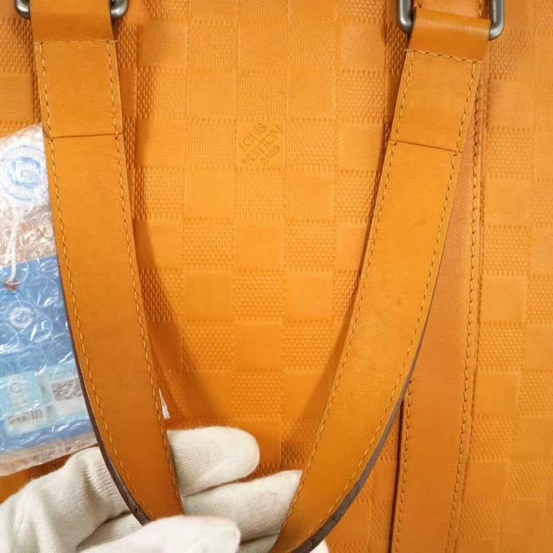 Louis Vuitton • Tadou 薑黃色棋盤格全皮公文包 附原廠肩帶-18