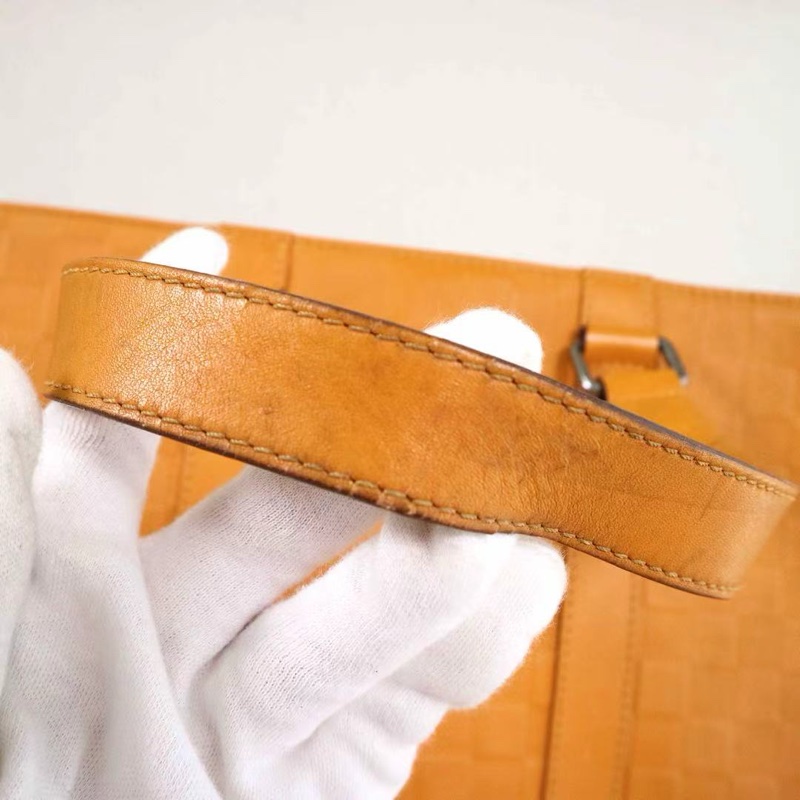 Louis Vuitton • Tadou 薑黃色棋盤格全皮公文包 附原廠肩帶-19