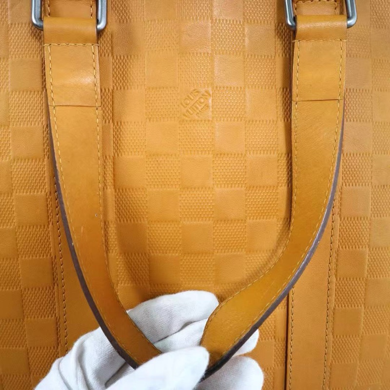 Louis Vuitton • Tadou 薑黃色棋盤格全皮公文包 附原廠肩帶-21