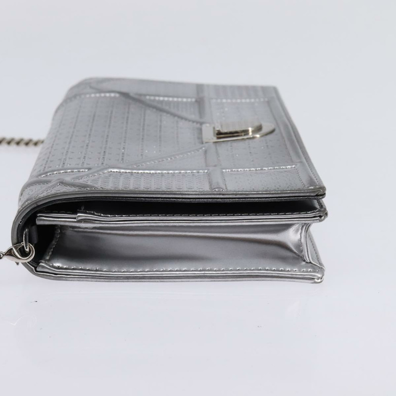 【日本直送】Christian Dior 鏈條 Diorama 肩背包 皮革 銀色 正品 gh990-2