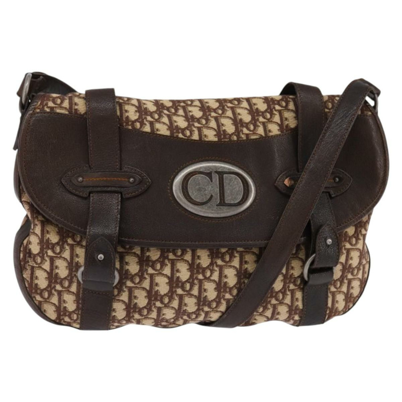【日本直送】Christian Dior Trotter 帆布肩背包 棕色銀色 正品 144872-0