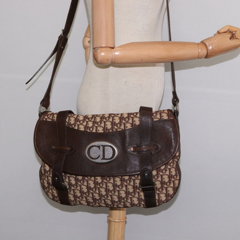 【日本直送】Christian Dior Trotter 帆布肩背包 棕色銀色 正品 144872-22