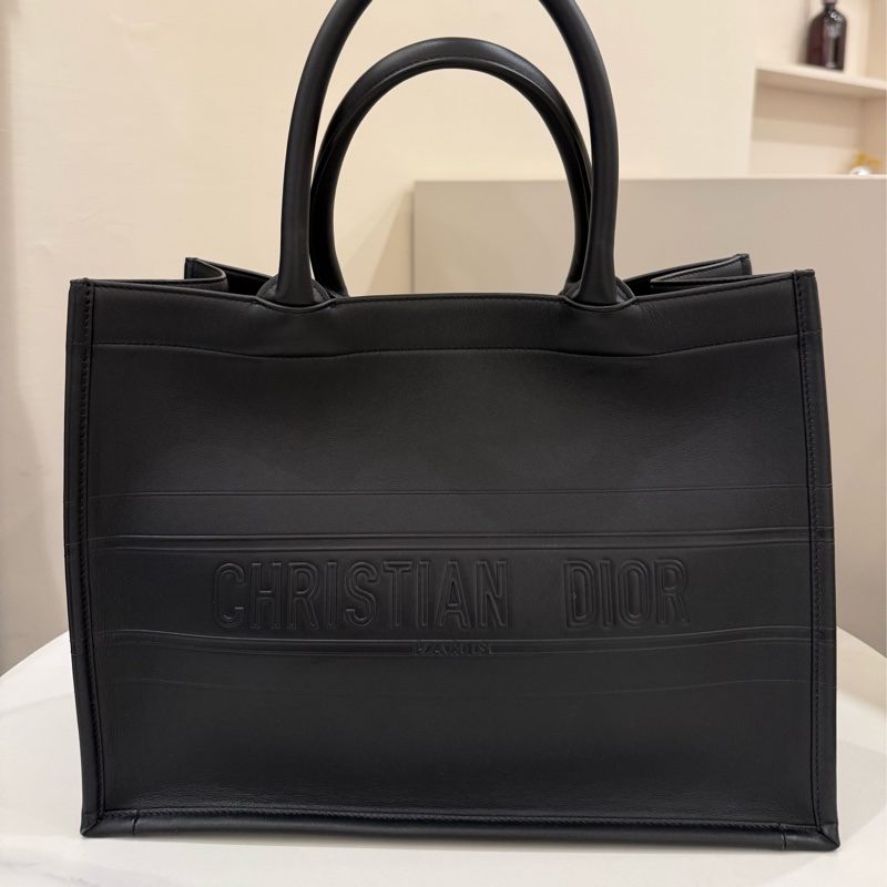 (全新未用）Dior 大型全黑皮革托特包totebook-0