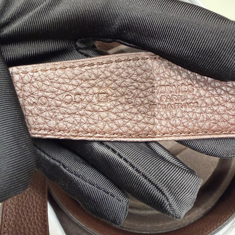 Hermes 全新(單皮帶)雙面皮帶 巧克力/黑 95-2