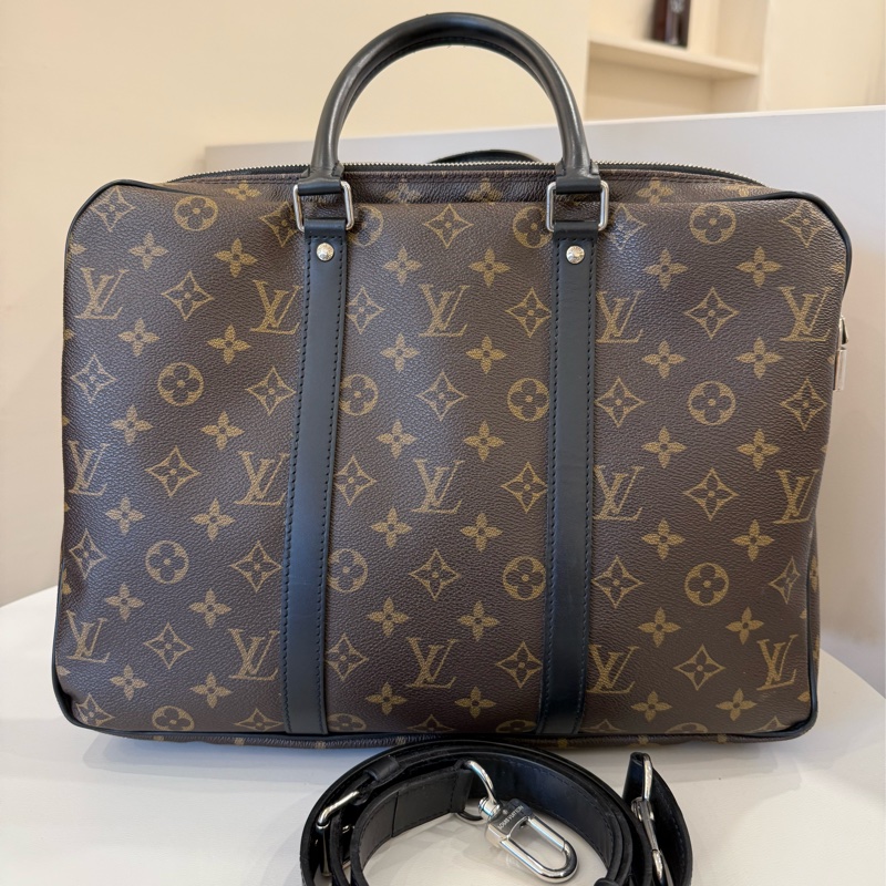 Louis vuitton老花拼接斜揹公事包💼-1