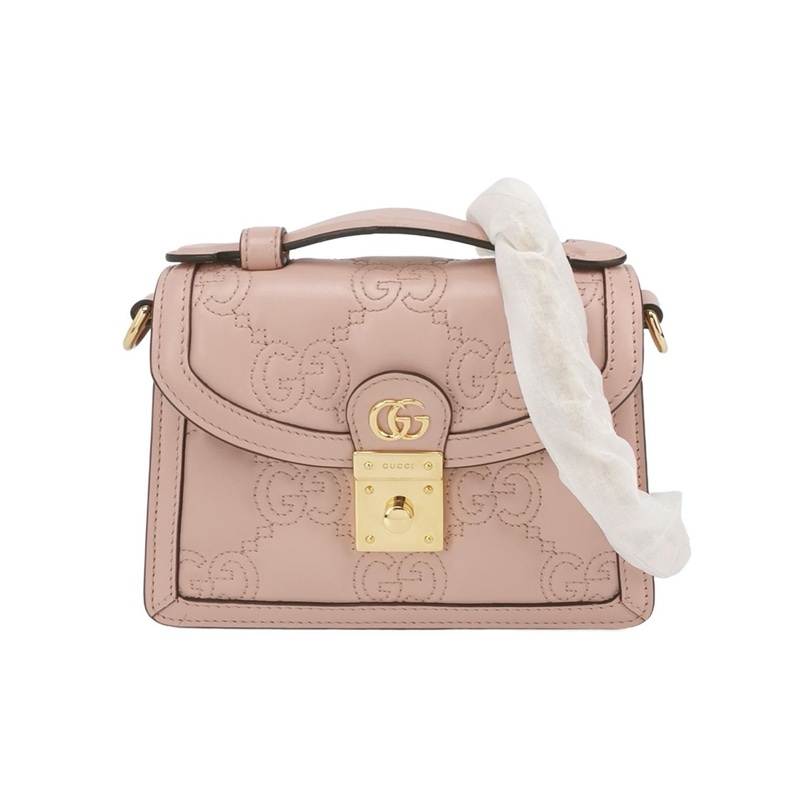 Gucci GG Matlase 小號手提包 粉色-0