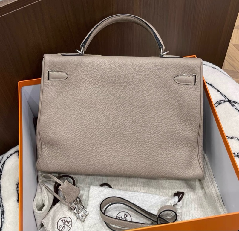 Hermes愛馬仕 風衣灰S2銀扣kelly35-1