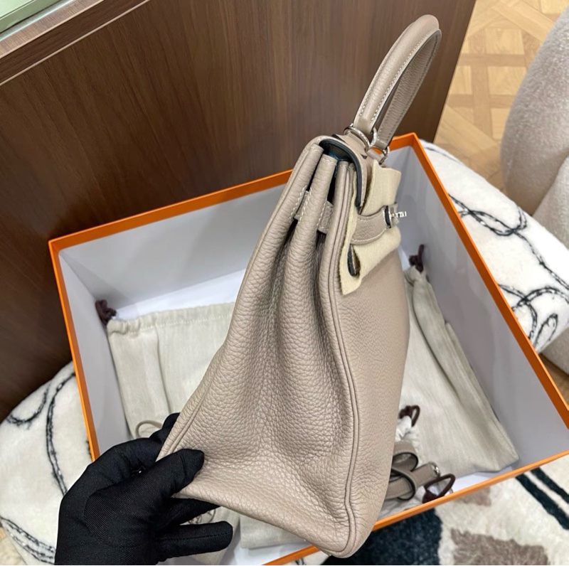 Hermes愛馬仕 風衣灰S2銀扣kelly35-2