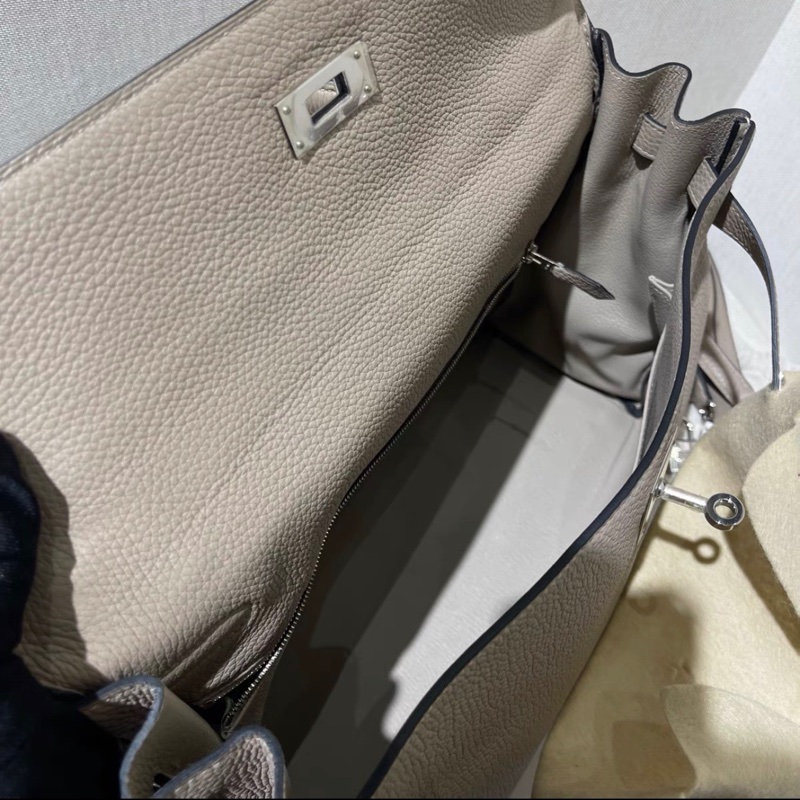 Hermes愛馬仕 風衣灰S2銀扣kelly35-4