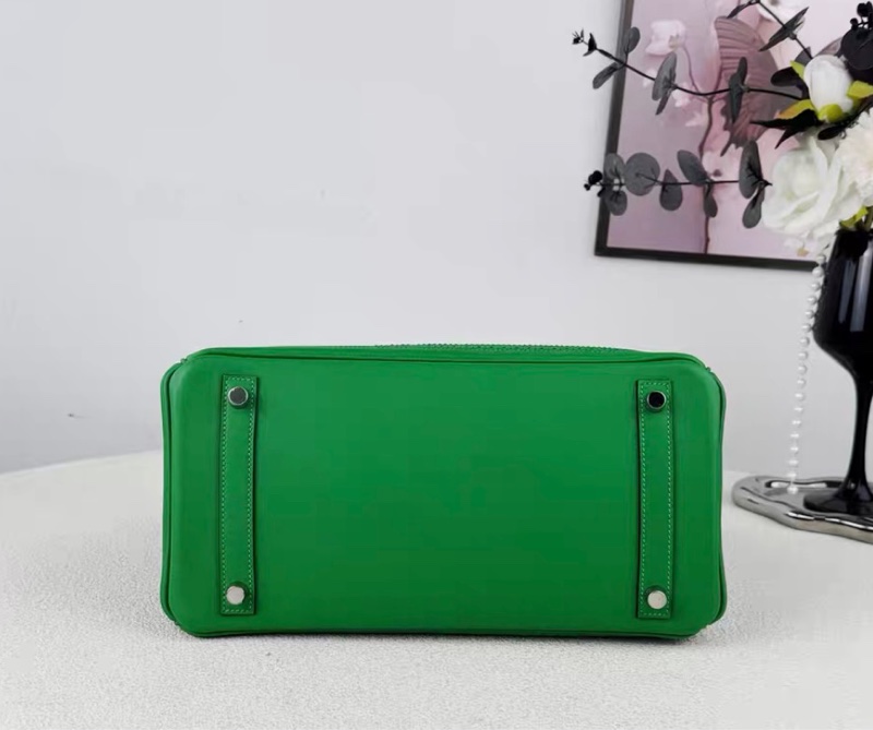 【98新】HERMES/ 愛馬仕BIRKIN30 蕾絲邊 竹子綠 TOGO皮 T刻-4