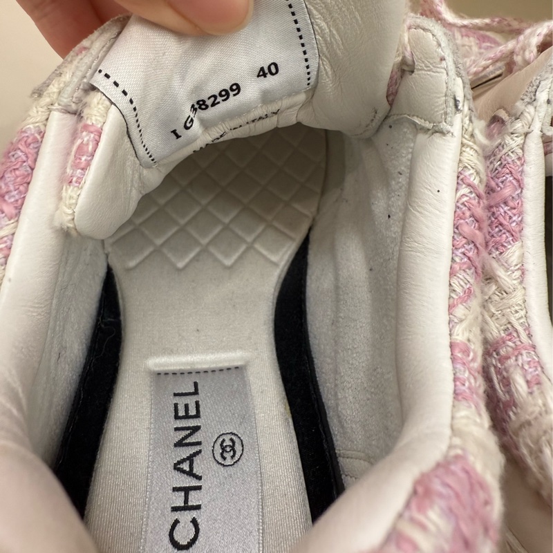 CHANEL 粉色格紋毛呢球鞋 40號-8