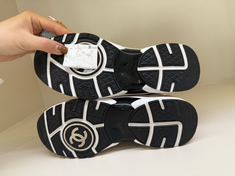 CHANEL 粉色格紋毛呢球鞋 40號-12