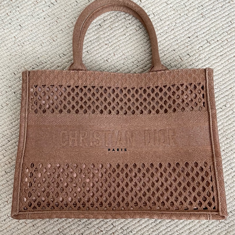 DIOR BOOK TOTE 拉菲草托特包✨度假風手提包 刺繡棉布經典款-1