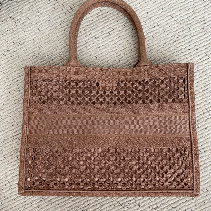 DIOR BOOK TOTE 拉菲草托特包✨度假風手提包 刺繡棉布經典款-3