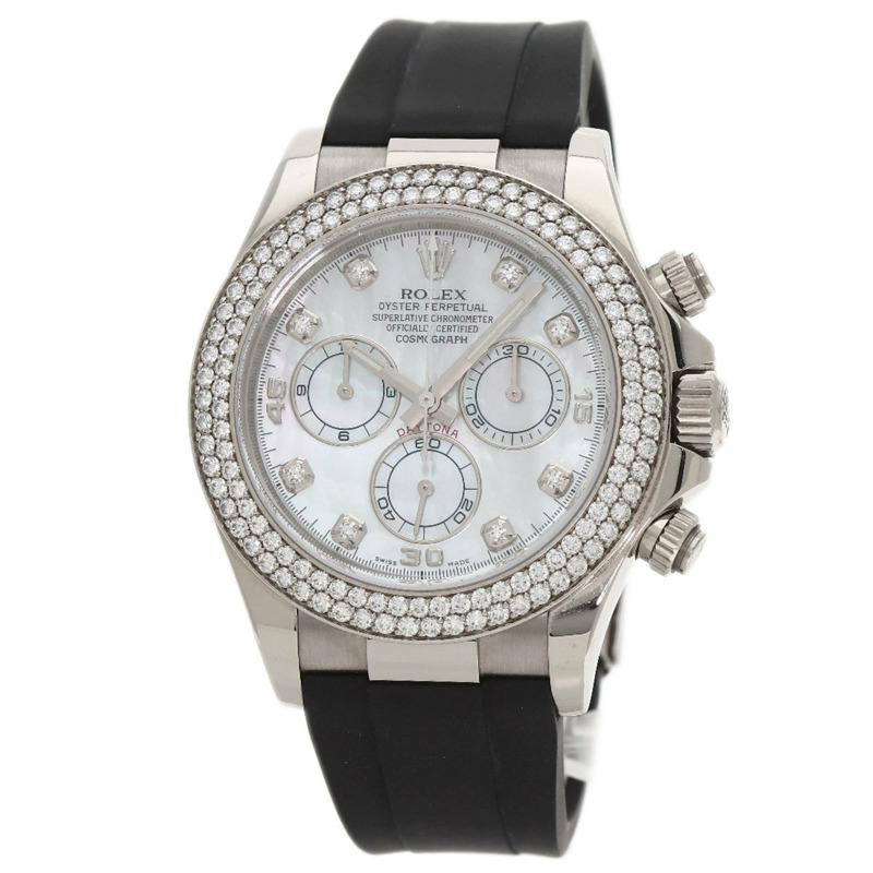 勞力士 Cosmograph Daytona 116589RBR 男士腕錶,18K 白金,搭配橡膠和鑽石-0