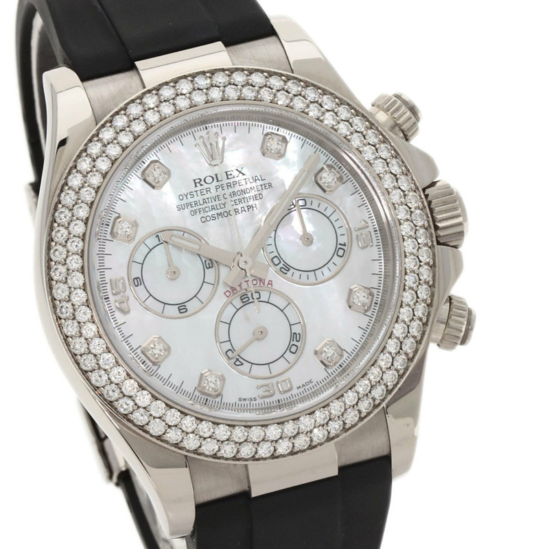 勞力士 Cosmograph Daytona 116589RBR 男士腕錶,18K 白金,搭配橡膠和鑽石-3