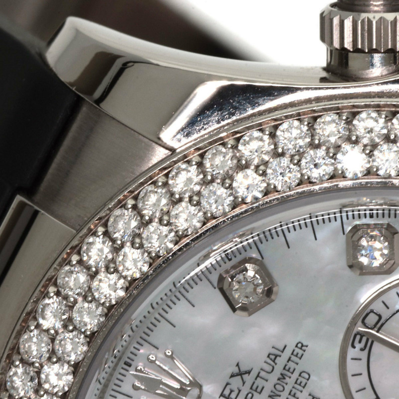 勞力士 Cosmograph Daytona 116589RBR 男士腕錶,18K 白金,搭配橡膠和鑽石-18