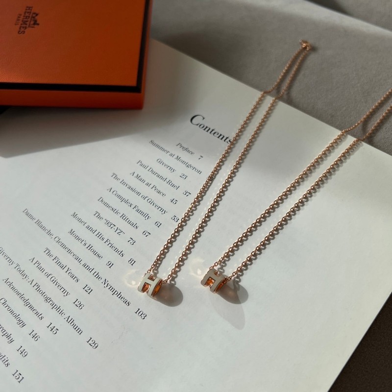 🌟全新全配🌟Hermes 愛馬仕| Mini Pop H墜飾 |白色 玫瑰金鏈-3