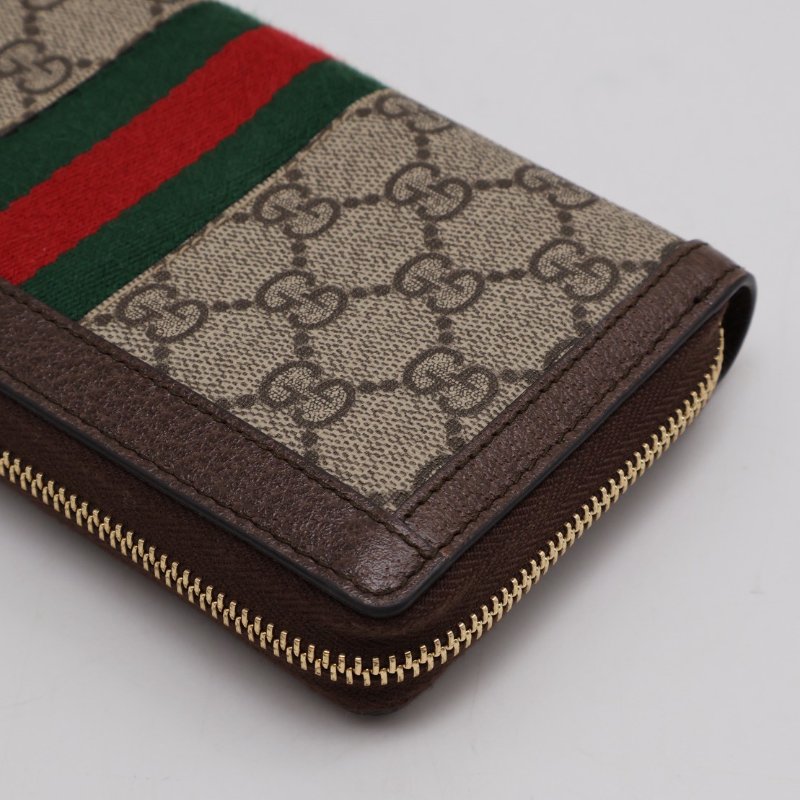 GUCCI Ophidia紅綠織帶拉鍊長夾 - 烏木-3