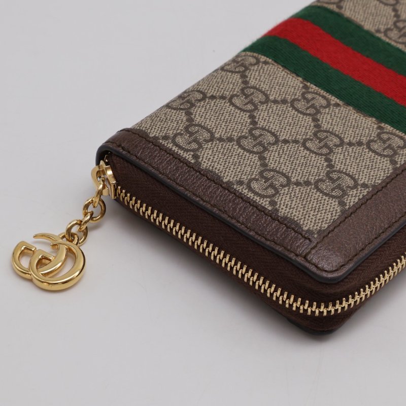 GUCCI Ophidia紅綠織帶拉鍊長夾 - 烏木-4