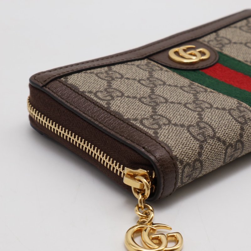 GUCCI Ophidia紅綠織帶拉鍊長夾 - 烏木-5