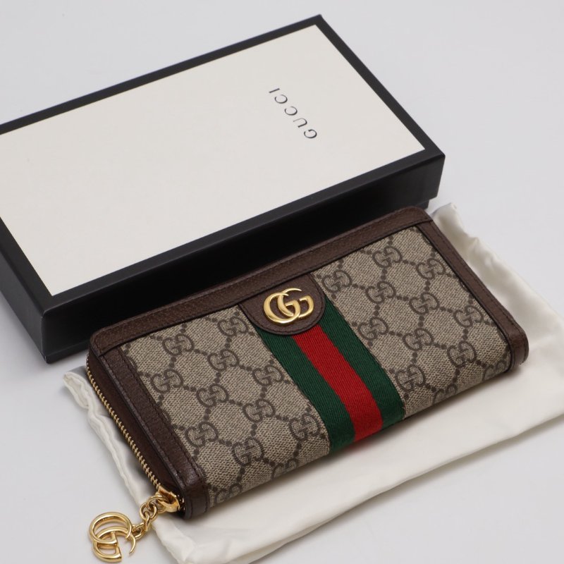 GUCCI Ophidia紅綠織帶拉鍊長夾 - 烏木-7