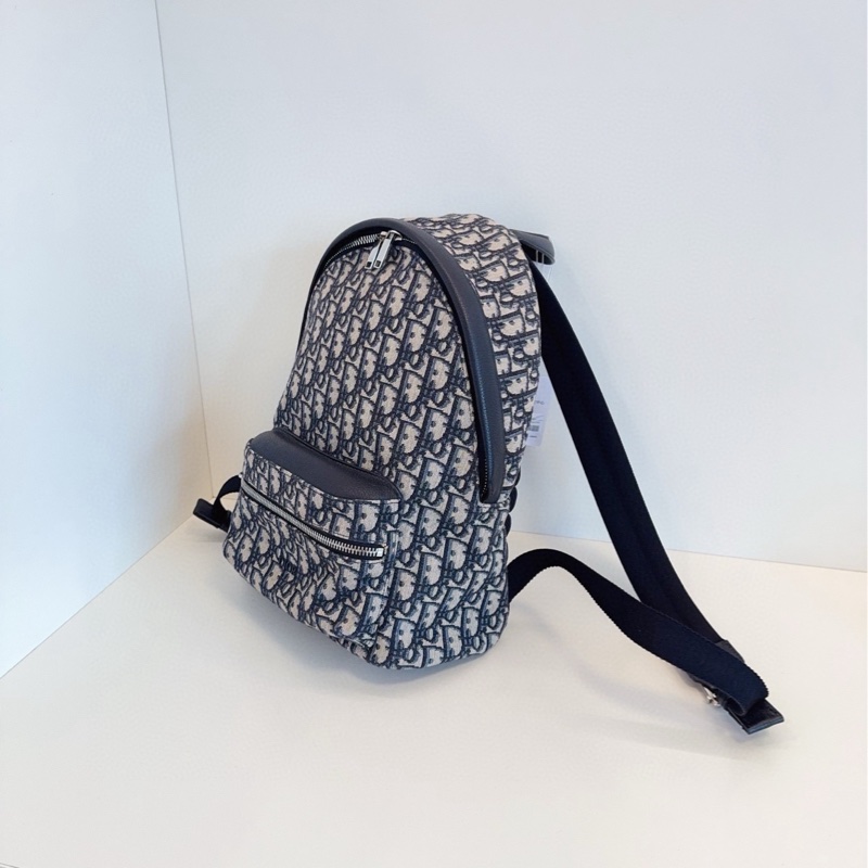 Dior Oblique rider 藍色老花 帆布拼皮 雙肩包 小號約35*24*10-4