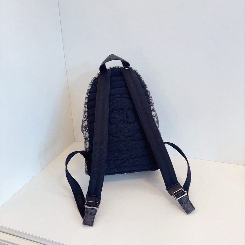 Dior Oblique rider 藍色老花 帆布拼皮 雙肩包 小號約35*24*10-5