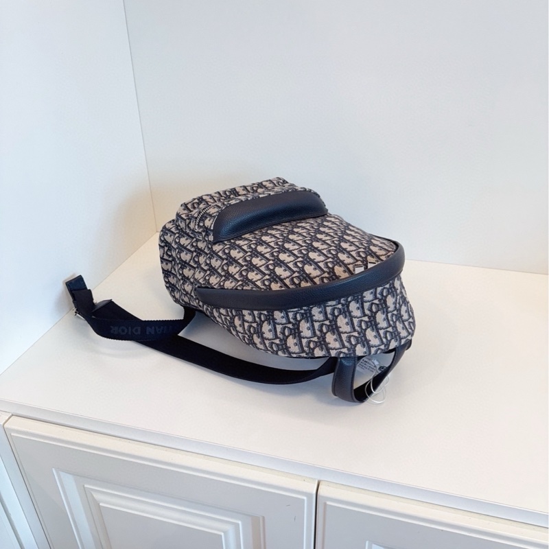 Dior Oblique rider 藍色老花 帆布拼皮 雙肩包 小號約35*24*10-6