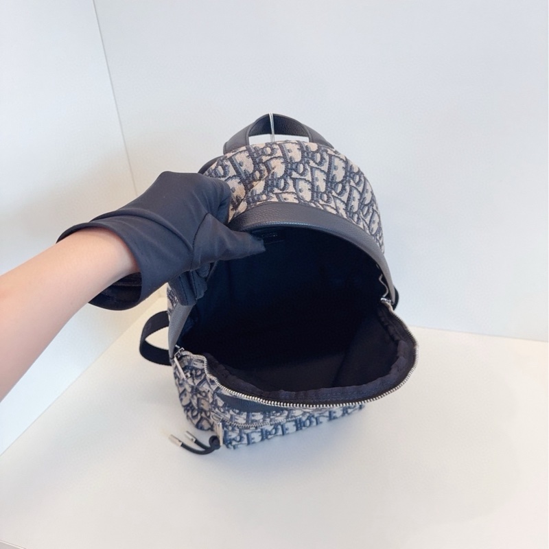 Dior Oblique rider 藍色老花 帆布拼皮 雙肩包 小號約35*24*10-8