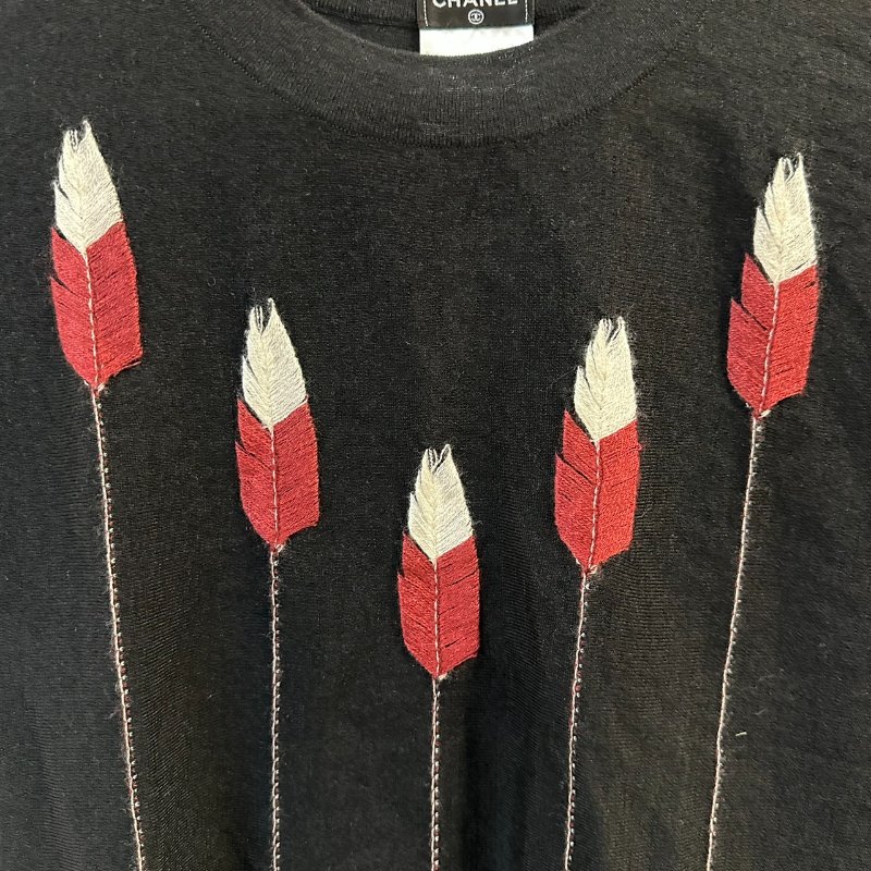 【美收精品】CHANEL 黑色刺繡短袖 4-145【隔月月中將轉賣至日本 上架期限30天】-4