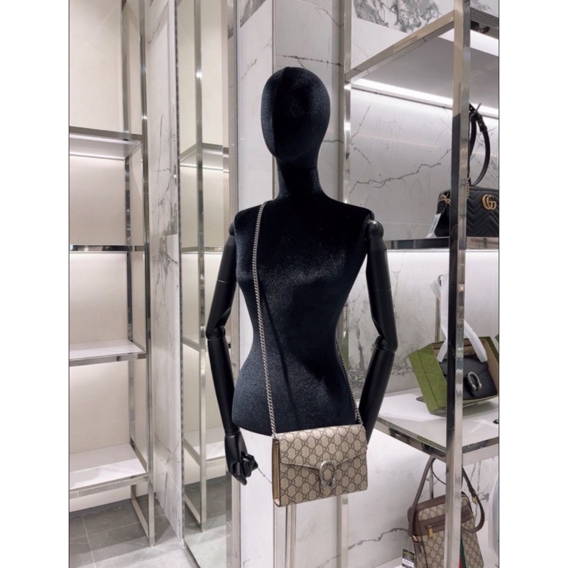 Gucci 酒神虎頭釦 WOC 老花帆布包-6