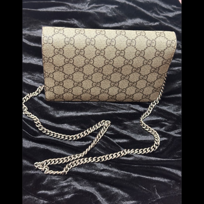 Gucci 酒神虎頭釦 WOC 老花帆布包-8