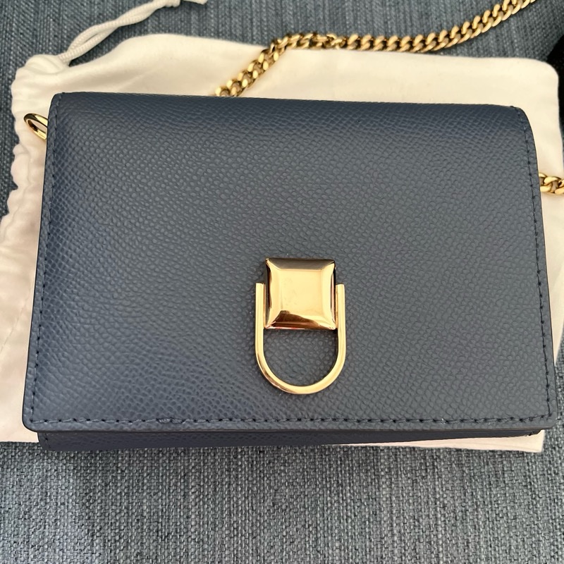 FURLA 霧藍色鏈條中夾-0